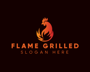 Chicken Flame Grill logo design