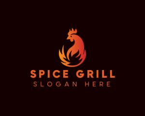 Chicken Flame Grill logo design