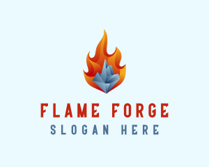 3D Iceberg Flame logo design