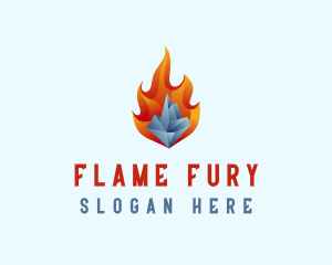 3D Iceberg Flame logo design