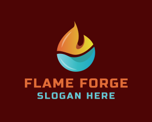 Flame Water Droplet logo design