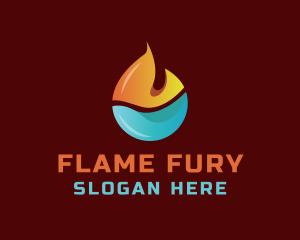 Flame Water Droplet logo design