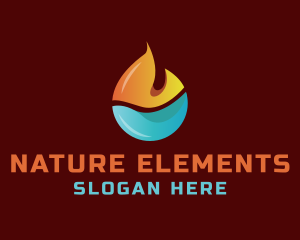 Flame Water Droplet logo design