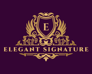 Elegant Pegasus Horse Crest logo design