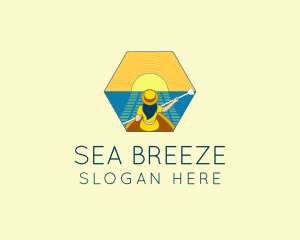 Sunset Boat Lady  logo design