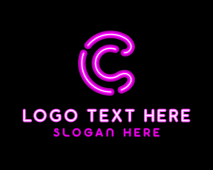 Glowing Purple Letter C logo