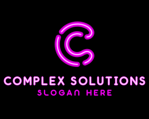 Glowing Purple Letter C logo design