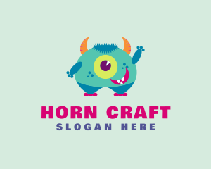 Cute Horned Monster  logo design