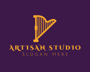 Elegant Musical Harp logo design