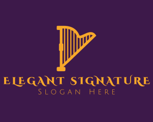 Elegant Musical Harp logo design