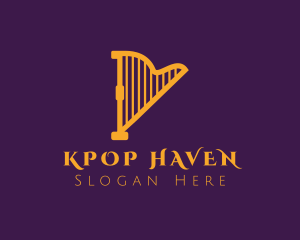 Elegant Musical Harp logo design