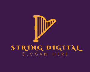 Elegant Musical Harp logo design