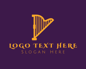 Harp - Elegant Musical Harp logo design