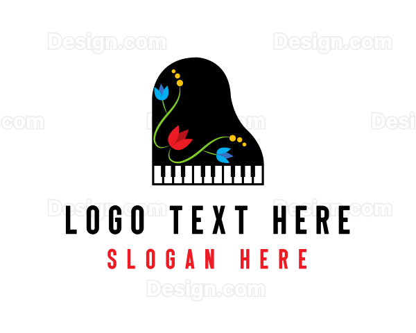 Floral Piano Music Logo