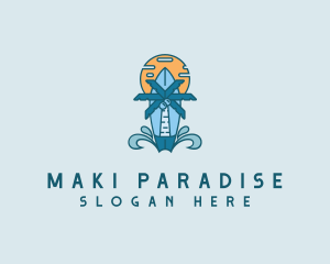 Palm Tree Surf Beach logo design