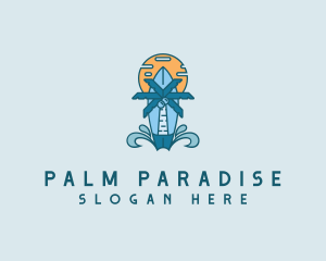 Palm Tree Surf Beach logo design