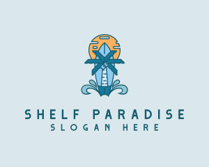 Palm Tree Surf Beach logo design