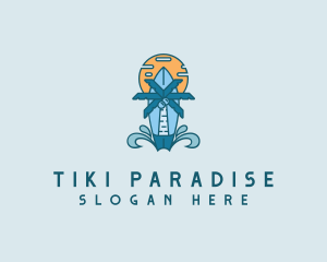 Palm Tree Surf Beach logo design