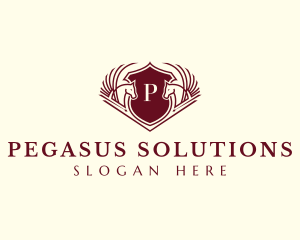 Pegasus Horse Shield logo design