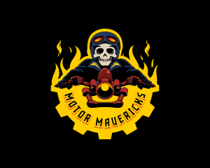 Skull Motorcycle Biker logo design