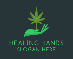 Medical Weed Hand  logo design