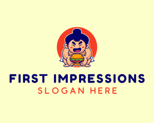 Japanese Sumo Burger logo design