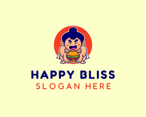 Japanese Sumo Burger logo design