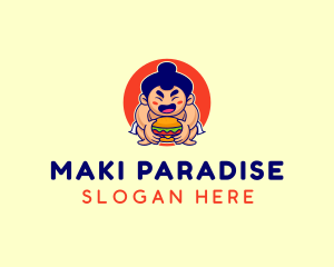 Japanese Sumo Burger logo design