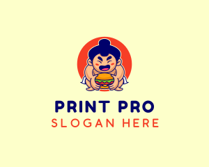 Japanese Sumo Burger logo design