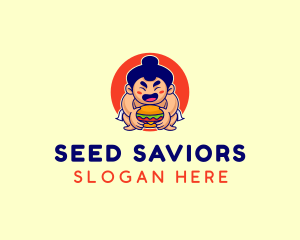 Japanese Sumo Burger logo design