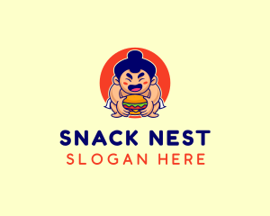 Japanese Sumo Burger logo design