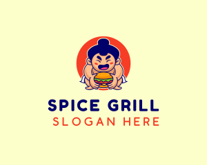 Japanese Sumo Burger logo design