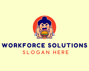 Japanese Sumo Burger logo design