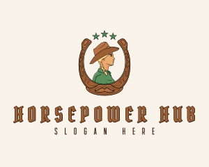 Female Cowgirl Horseshoe logo design