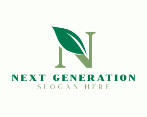 Eco Leaf Letter N logo design