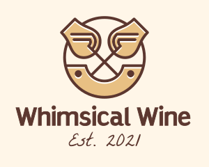 Crossed Wine Glass Line Art logo design