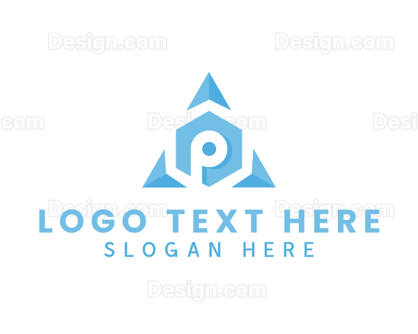 Hexagon Arrow Triangle Letter P Logo