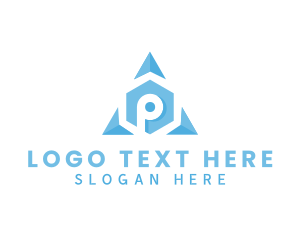 Hexagon Arrow Triangle Letter P logo