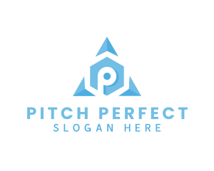 Hexagon Arrow Triangle Letter P logo design