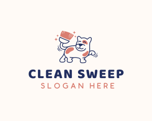 Dog Cleaner Broom logo design