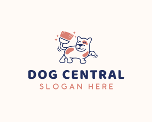 Dog Cleaner Broom logo design