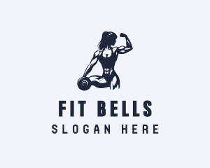 Woman Dumbbell Fitness logo design