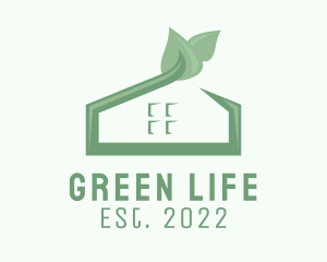 3D Leaf Green House  logo design