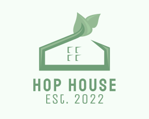 3D Leaf Green House  logo design