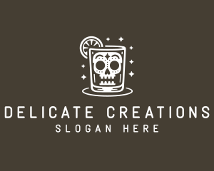 Skull Cocktail Drink logo design