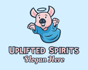 Holy Angel Pig Piglet logo design