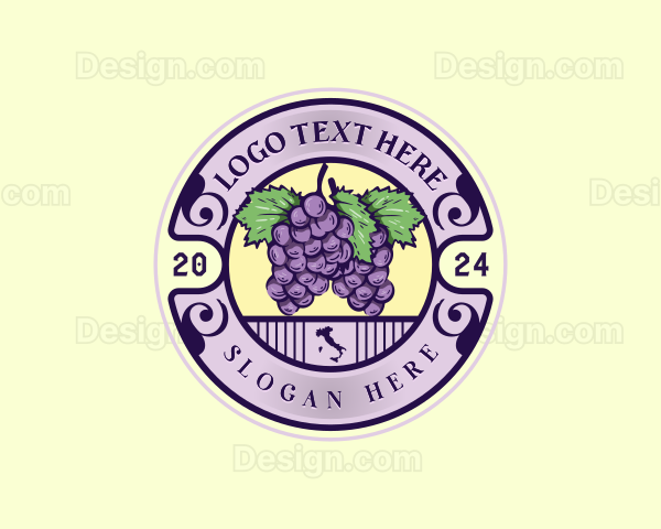 Grapes Fruit Italy Logo