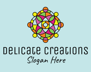 Colorful Floral Stained Glass  logo design