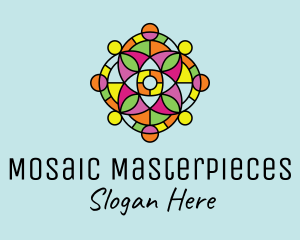 Colorful Floral Stained Glass  logo design