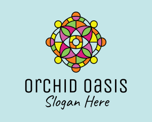 Colorful Floral Stained Glass  logo design